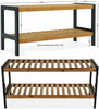 NEW 2 TIER NATURAL WOODEN BAMBOO SHOE RACKS STORAGE ORGANISER STAND SHELF UNIT