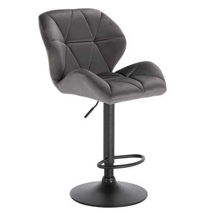 1x Breakfast Bar Stools BarChairs for Kitchen with Velvet Swivel Gas dunkelgrau