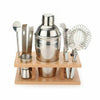 14pc Professional Stainless Steel Cocktail Maker Set Cocktail Shaker Wooden Rack