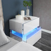 White High Gloss Bedside Table Cabinets Nightstand Chest of Drawers LED Light UK