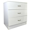 White High Gloss Deep 3 Drawer Bedroom Chest of Drawers. Matt white frame.