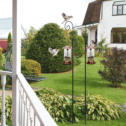 2 Pack Shepherd Crook Hooks & 4 Prong Base for Bird Feeder Christmas Lights Ball