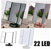 22 LED Tri Folding Touch Makeup Mirror Tabletop Cosmetic Vanity LED Light Mirror