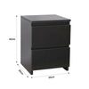 Modern Black Bedside Table Cabinet w/2 Drawers Nightstand Storage Furniture