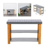 Grey 3Tier Bamboo Shoe Rack Hallway Storage Organiser Holder Stand Seating Bench