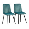 Set of 2 Velvet Dining Chairs Soft Padded Seat Metal Legs Modern Office Kitchen