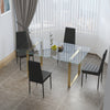 Kitchen Furniture Set Large Tempered Glass Dining Table with Faux Leather Chairs