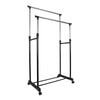 Double Clothes Rail Garment Coat Shirt Hanging Display Stand Rack With Wheels UK