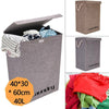 LARGE LAUNDRY BASKETS WASHING CLOTHES STORAGE FOLDING BASKET BIN WITH LID GREY P