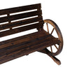 Wooden Cart Wagon Wheel 2 Seater Garden Bench Outdoor Armrest Chair