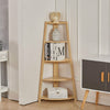 Corner Ladder Shelf 5 Tier Wooden Fan-Shaped Display Stand Storage Rack Bookcase
