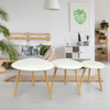 Modern 3 × Coffee Table Set Sofa Tables Nested Side Living Room Home Wood White