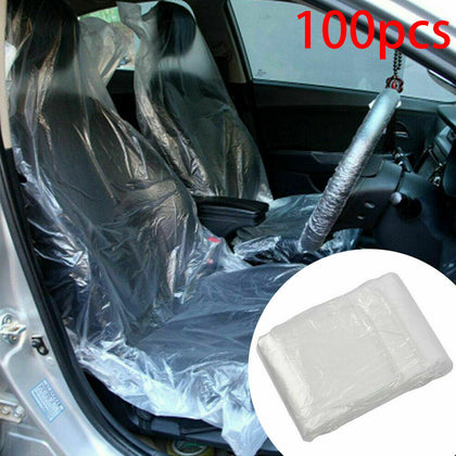 100 PCS Disposable Plastic Car Seat Covers Vehicle Cover Valet Roll Waterproof