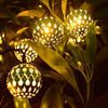 30LED Moroccan Solar Garden Metal Ball String Lights Hanging Fairy Light Outdoor