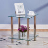 Modern Coffee Table With Lower Shelf storage Glass Chrome Living Room furniture