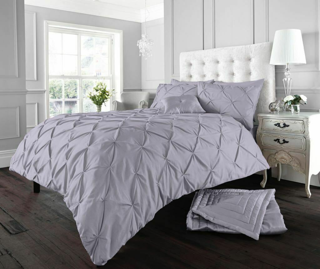 Pintuck Pleated Alford Duvet Cover Set Bedding With Pillowcase All Sizes Colours