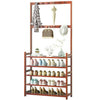 Retro Door Coat Rack Hooks with 5 Tier Shoe Shelves Integrated Storage Furniture