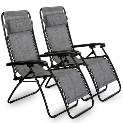 Sun Lounger Set of 2 Premium Garden Chairs Deck Chair for Conservatory - VonHaus