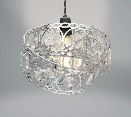 Gem Wrap Twist Design Glamour Silver Metal Lamp Shade Easy Fit Light Pendant New