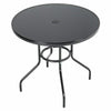 Garden Bistro Table Tempered Glass Top Metal Leg Coffee Table with Parasol Hole