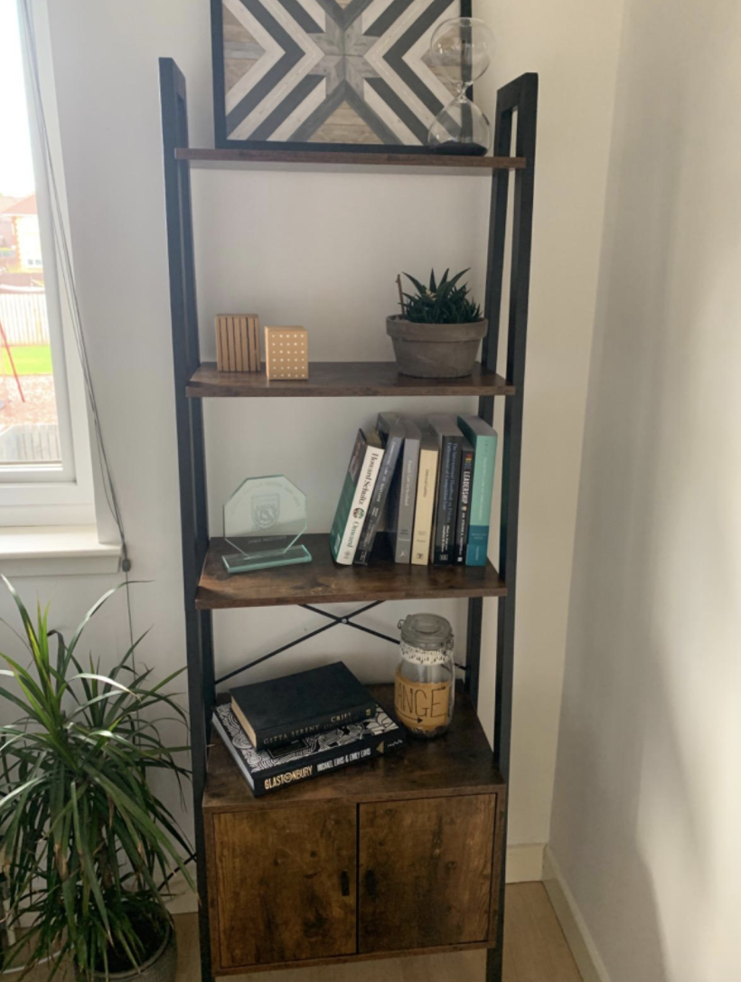 Industrial Ladder Shelf Vintage Retro Furniture Rustic Metal Bookcase Cabinet