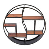 Large Round Wall Unit Industrial Retro Metal Wood Shelf Storage Hanging Rack UK