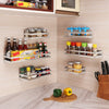 STAINLESS STEEL STORAGE SHELF KITCHEN BATHROOM BOTTLE ORGANIZER SPICES JARS RACK