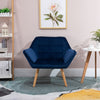 Luxe Velvet Chair Armchair w/ Wide Slanted Accent Back Wood Legs Blue