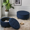 Round Storage Ottoman Coffee Table Side Table Tufted Velvet Padded Stool Box