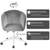 Velvet Swivel Office Chair Adjustable Height Thick Padded Seat Chair W/ Armrest