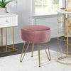 Velvet Pouffe Foot Stool Dressing Table Chair Bedroom Living Room Golden Legs UK