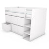 Single Mid Sleeper Cabin Bed White Wood with 6 Drawers and Ladder Storage