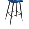 2X Blue Velvet Bar Stools Breakfast Pub Chair Footrest Home Kitchen Chairs New