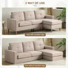 3 Seater Sofa Corner Sofa Modern Fabric Upholstered Sofa Couch w/ Footrest Beige