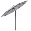 2.7M Patio Round Parasol Outdoor Garden Sun Shade Umbrella With Crank Tilt Grey