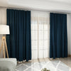 Blue Plain Thermal Blackout Curtains Lined Pencil Pleat/Eyelet Window Blinds x 2