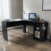 Black L-Shaped Computer Desk Corner PC Table w/ Shelves Workstation Home Office