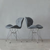 Pair of 2 Computer Desk Chair Faux Leather Fabric Padded Dining Chairs Metal Leg