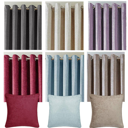 Luxury Sara Chenille Velour Lined Eyelet Curtains - Reduced To Clear