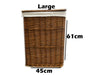 Woodluv Brown Wicker Wht Linning Linen Laundry Basket /Bin Storage Trunk Hamper