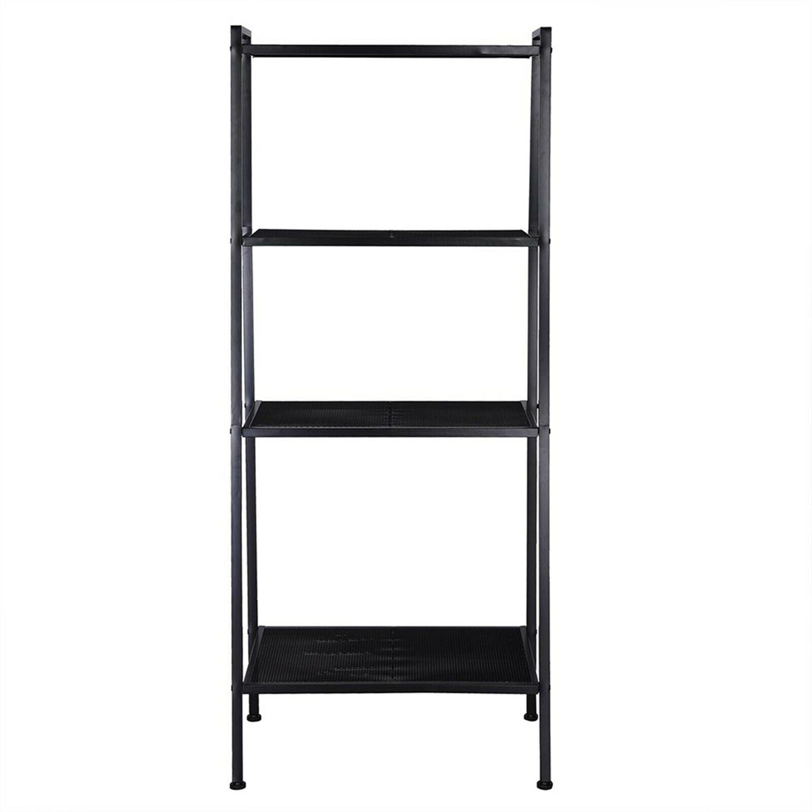 Metal Ladder Shelf Standing Rack Leaning 4 Tier Unit Bookcase Display Storage