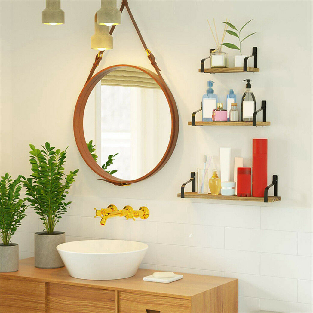 Vintage Industrial Smooth Wooden Metal Wall Floating Shelf Storage Shelving Unit