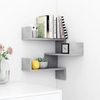 Set Of 3 Corner Shelves Wooden Wall Storage Grey Display Bookcase Shelving Unit