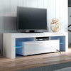 130cm Modern TV Unit Cabinet Stand High Gloss Door and Matt Body LED Light White