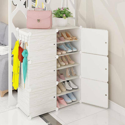 12 Cubes Interlocking DIY Shoe Bookcase Organizer Rack Stand Storage Cabinet