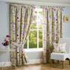 Floral Printed Lined Ready Made Tape Top Pencil Pleat Curtains Pair