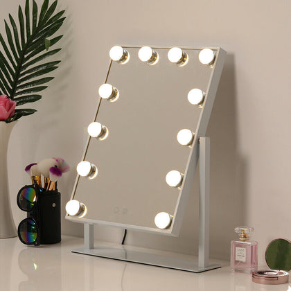 Hollywood Vanity Makeup Dressing Dimmable LED Mirror on Stand with 12 Light Bulb