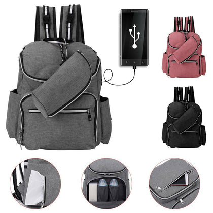 Baby Diaper Nappy Mummy Changing bag Backpack Set Multi-Function Hospital Bag U