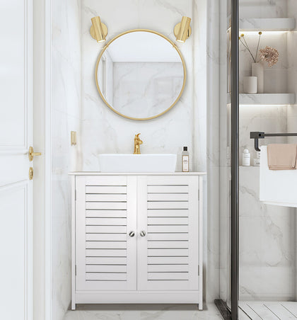 Under Sink Cabinet Storage Unit Cupboard Bathroom Free Standing with Doors White
