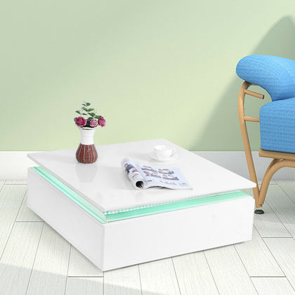High Gloss RGB LED Coffee Table w/ Drawer Storage Modern Living Room Furniture